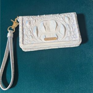 Brahmin Debra Wristlet OS Blue Melbourne Embossed Zip Wallet Clutch
